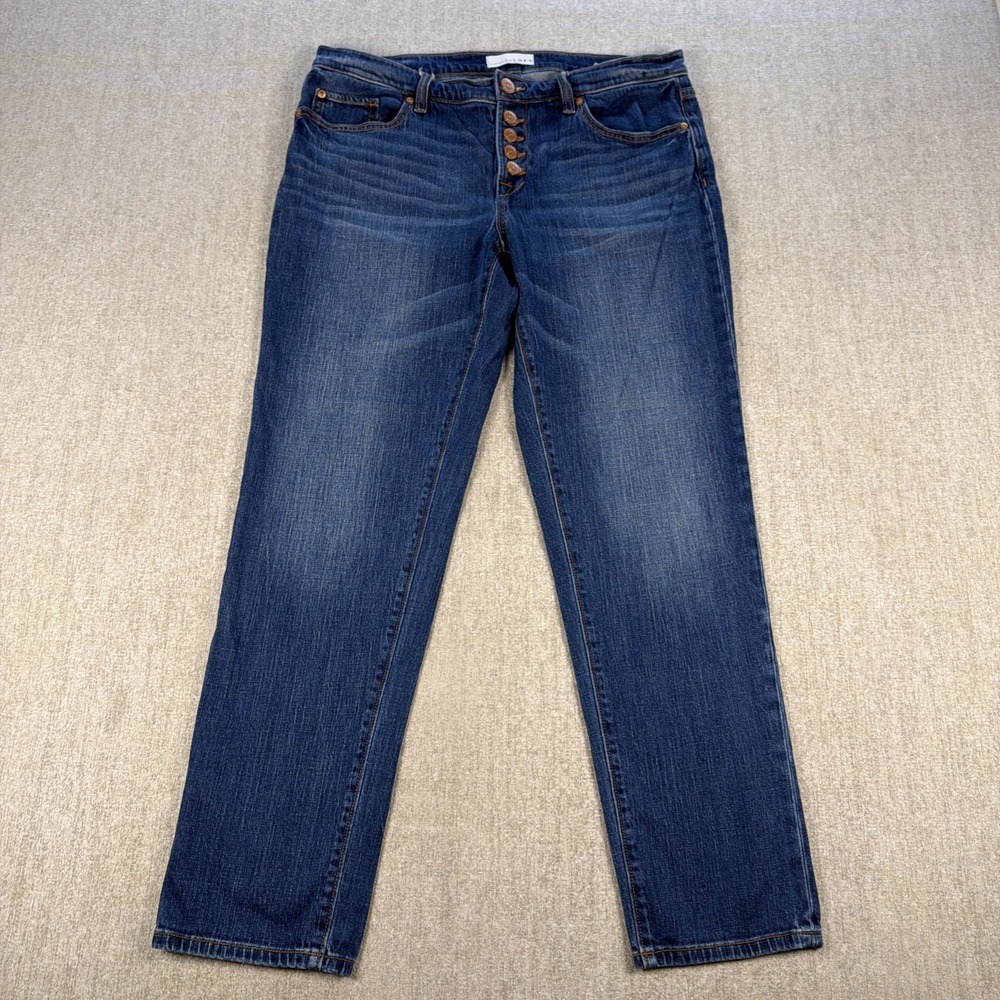 LOFT Jeans Women 8 Blue Medium Wash Button Fly Straight Leg Boyfriend Denim